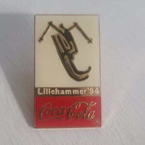 Lillehammer Olympics Ski Coca Cola 1994 Vintage Lapel Pin - Norway Coke Olympic
